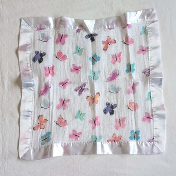 lulujo 2-pack butterfly baby security lovey blankets soft breathable cotton - Picture 3 of 3